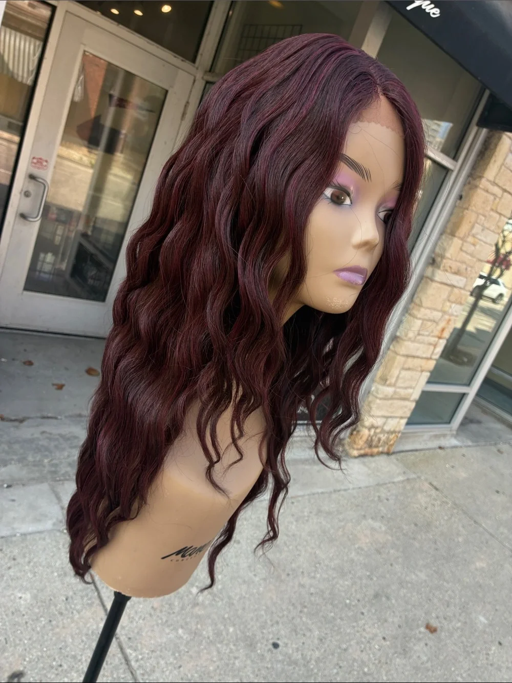 Long Wavy Burgundy Wig dark wine